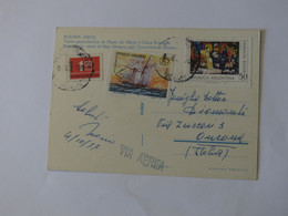 ARGENTINA POSTCARD TO ITALY 1977 - Used Stamps