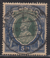 BASE OFFICE I Pmk On 5r High Value KGVI British India Used, Military Service Usage 1942, Elephant, - Military Service Stamp