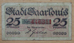 Allemagne - 25 Pfennige Saarlouis 1-12-1918 - Sammlungen