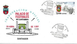 Cantabria " Palacio De Festivales " 1991 Matasellos Sobre Carta. Santander - Other & Unclassified