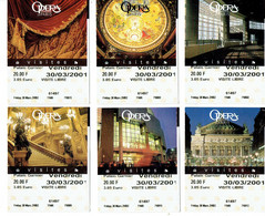 Lot De 6 Tickets D'entrée à L'Opéra Garnier, Paris, 30/03/2001 (tous Différents) - Eintrittskarten