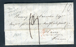 Càd D'entrée En Rouge De Calais Sur Lettre Avec Texte ( Incomplet) De Londres Pour Le Havre En 1840 - D 126 - Entry Postmarks