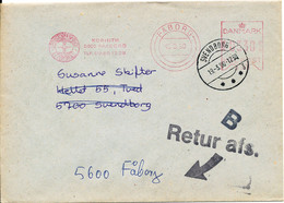 Denmark Retour Cover With Meter Cancel Faaborg 15-3-1990 (Bernstorffsminde Efterskole) - Covers & Documents