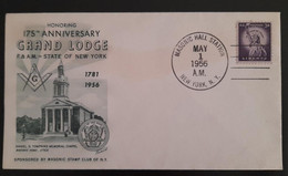 SO) 1956 USA, IN HONOR, 175TH ANNIVERSARY OF GRAND LODGE F. & A.M. NEW YORK STATE, MASONIC, FDC - 1951-1960