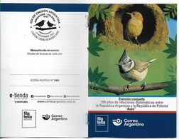 #75202 ARGENTINA -POLAND 2022 JOINT ISSUE FAUNA BIRDS POST OFFICIAL BROCHURE - Cuadernillos