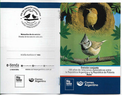#75202A  ARGENTINA -POLAND 2022 JOINT ISSUE FAUNA BIRDS POST OFFICIAL BROCHURE - Carnets