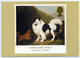 PHQ : GEORGE STUBBS - DOGS, FINO AND TINY, 1991 : FIRST DAY OF ISSUE, LONDON N1, FINCHLEY (10 X 15cms Approx.) - PHQ-Cards