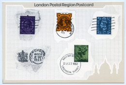 PHQ : LONDON, COLLECTION OF CROYDON POSTMARKS, 1982 :  OPENING - CROYDON PHILATELIC OFFICE(10 X 15cms Approx.) - PHQ-Cards