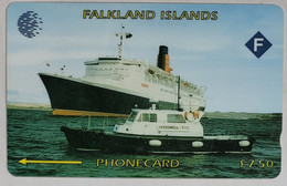 Falklands. Cable & Wireless. 3CWFA. Queen Elizabeth II Ship - Islas Malvinas