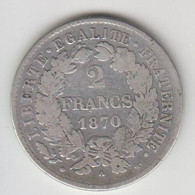 Francia, Republique Francaise. 2 Francs 1870 - 1870-1871 Gobierno De Defensa Nacional