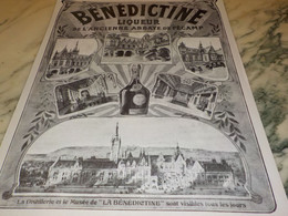 ANCIENNE  PUBLICITE BOISSON LA BENEDICTINE DE FECAMP 1910 - Alcools