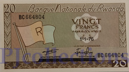 RWANDA 20 FRANCS 1976 PICK 6e UNC - Ruanda