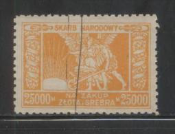 POLAND REVENUE 1920-23 GOLD & SILVER REVENUE 25000M ORANGE BF#16 - Revenue Stamps