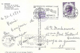 MONACO -  TIMBRE N° 545 - RAINIER III   - 1970 - FLAMME : IIIe RENCONTRE INTERNale COEURS VAILLANTS AMES VAILLANTES - Lettres & Documents