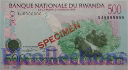 RWANDA 500 FRANCS 1998 PICK 26s SPECIMEN UNC - Rwanda