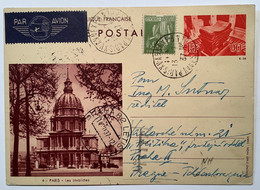 Entier Postal 90c Tombeau De Napoléon&Invalides+type Paix 75c#284A PAR AVION Paris1937>CZECHOSLOVAKIA (cover France - Cartes Postales Types Et TSC (avant 1995)