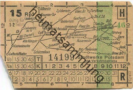 Deutschland - Fahrkarte - Potsdam - Stadtwerke Potsdam - Abt. Verkehrsbetriebe - Fahrschein 15Rpf. 1-2 Teilstrecken - Europa