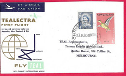 NEW ZEALAND - FIRST FLIGHT TEALECTRA FROM CHRISTCHURCH TO MELBOURNE * 23.JA.60* ON OFFICIAL ENVELOPE - Posta Aerea