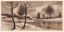 Carte Mignonette 11 X 7 Fantaisie  BONNE ANNEE - Village Avec Eglise - New Year