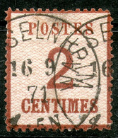 France, Alsace Lorraine,German Occupation 2 Centimes,cancel:Wasselnheim,16.09.1871 Scott#N2,used As Scan - Oblitérés