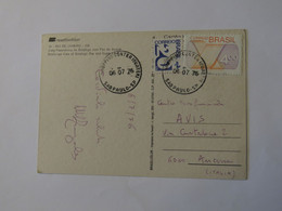 BRAZIL POSTCARD TO ITALY 1976 - Used Stamps