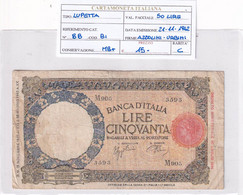 ITALIA 50 LIRE 21-11-1942 CAT. N° 8B - 50 Liras