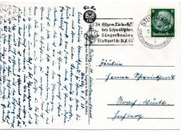 55738 - Deutsches Reich - 1938 - 6Pfg Hindenburg EF A AnsKte STUTTGART - 34.ALLGEM. LIEDERFEST ... -> Lorch - Música