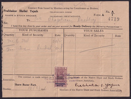 India 1946 Invoice Telegrams With KGVI 4a Broker's Note Overprint Bombay Province, Share Bazar Fort (**) Inde Indien - Briefe U. Dokumente