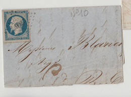 FRANCE-N° 10 Sur Devant De Lettre LA ROCHELLE  Pour BORDEAUX  1854  TIMBRE BE - 1852 Luigi-Napoleone