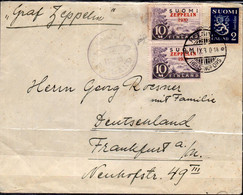 Finlandia - Busta Con 2 Valori (coppia) Del 10 M. Soprastampati "ZEPPELIN", In Tariffa, Del 24 Settembre 1930 - - Cartas & Documentos