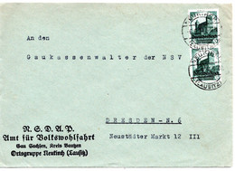 55791 - Deutsches Reich - 1934 - 2@6Pfg NSDAP-Parteitag A Bf NEUKIRCH -> Dresden, Abs.: NSDAP Amt Fuer Volkswohlfahrt - Lettres & Documents