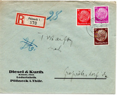 55797 - Deutsches Reich - 1937 - 40Pfg Hindenburg MiF A Postauftrag POESSNECK -> GROSSROEHRSDORF - Storia Postale