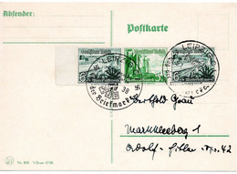 55805 - Deutsches Reich - 1938 - 6+5+6Pfg Schiffe ZDr A Kte SoStpl LEIPZIG - TAG DER BRIEFMARKE -> Markkleeberg - Lettres & Documents