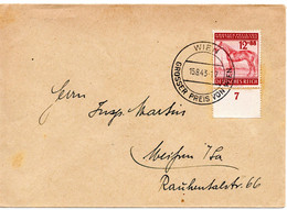 55815 - Deutsches Reich - 1943 - 12Pfg Grosser Preis Von Wien EF A Bf SoStpl WIEN - GROSSER PREIS VON WIEN -> Meissen - Hípica