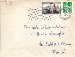 TYPE MOISSONNEUSE N° 1231 + 1242  SUR LETTRE  DE LA ROCHE S YON / 19.3.1963 - 1957-1959 Oogst