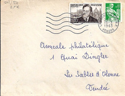 TYPE MOISSONNEUSE N° 1231 + 1242  SUR LETTRE  DE LA ROCHE S YON / 19.3.1963 - 1957-1959 Reaper