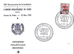 TYPE MARIANNE A LA NEF N° 1229 SUR L. DE SINISTRES DE FREJUS/PARIS/13.12.59 + ENTETE - 1959-1960 Marianne à La Nef