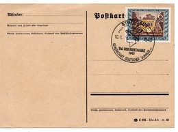 55825 - Deutsches Reich - 1943 - 6Pfg Tag Der Briefmarke EF A Blanko-Kte STUTTGART - TAG DER BRIEFMARKE - Stamp's Day