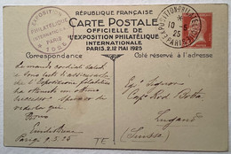 AUTOGRAPH EMILIO DIENA 1925 France Entier Postal 45c Pasteur EXPOSITION PHILATELIQUE PARIS>Lugano (history Of Philately - Standard Postcards & Stamped On Demand (before 1995)