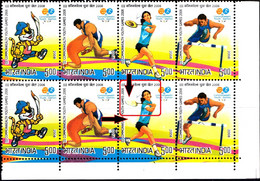 WRESTLING- BADMINTON-ATHLETICS-COMMONWEALTH GAMES-2008-SETENANT BLOCK OF 8- INDIA-MNH-PA12-49 - Badminton