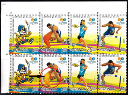 WRESTLING- BADMINTON-ATHLETICS-COMMONWEALTH GAMES-2008-SETENANT BLOCK OF 8- INDIA-MNH-PA12-49 - Bádminton