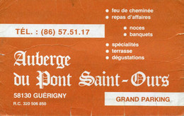 Delcampe - Carte De Visite - GUERIGNY - Auberge Du Pont Saint Ours - Visitenkarten