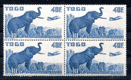 RC 24583 TOGO COTE 48€ PA N° 17 AVION ET ELEPHANT BLOC DE 4 POSTE AERIENNE NEUF ** MNH TB - Nuovi