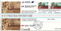 Jacques Cartier 2003 - Poste Maritime Brick Brig - Saint-Malo Québec - Carte Bristol - 2001-2010