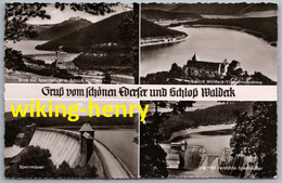 Edersee - S/w Mehrbildkarte 24   Gruß Vom Schönen Edersee Und Schloß Waldeck - Edersee (Waldeck)