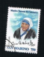 SAN MARINO - UN  1488  - 1996  EUROPA: MADRE TERESA DI CALCUTTA   -  USED° - Oblitérés