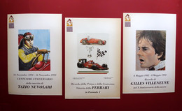 3 Litografie Gilles Villeneuve Tazio Nuvolari Vittoria Ferrari Malagoli Fontana - Prints & Engravings