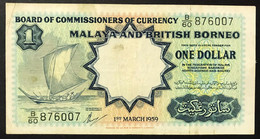 Malaya And British Borneo 1 $ Dollar 1959 Bb Pressata  LOTTO.4238 - Maleisië