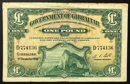 Gibraltar Gibilterra Una Sterlina  £ 1 1 Pounds Pick#15b Gibilterra1949  ROCCA DI GIBILTERRA LOTTO 4245 - Gibilterra