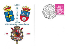 Cantabria " MCC Anivº Monarquia Española " 1988 Matasellos Sobre Tarjeta Postal. Santander - Other & Unclassified